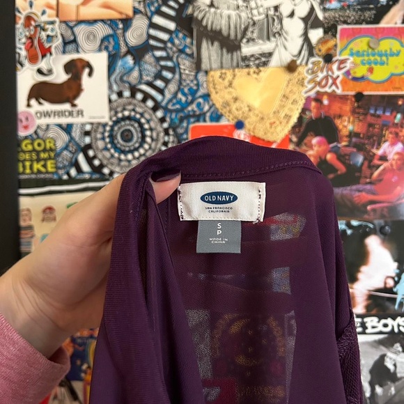 Whimsygoth dark purple lace long sleeve top with lace mesh - Picture 8 of 8